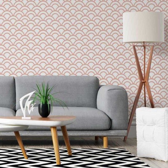 Papel de Parede Adesivo Geométrico Retrô Rosa N05287