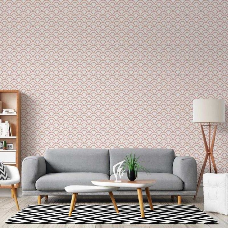 Papel de Parede Adesivo Geométrico Retrô Rosa...