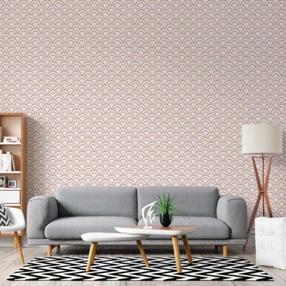 Papel de Parede Adesivo Geométrico Retrô Rosa N05287