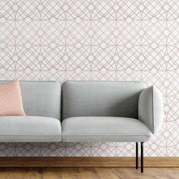 Papel de Parede Adesivo Geométrico Rosa e Branco N05285