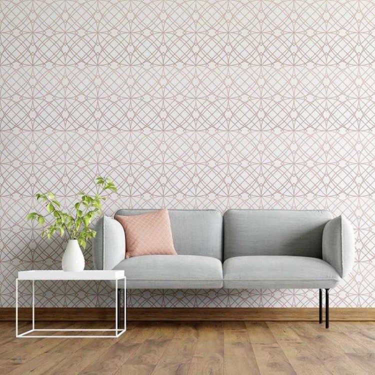 Papel de Parede Adesivo Geométrico Rosa e...