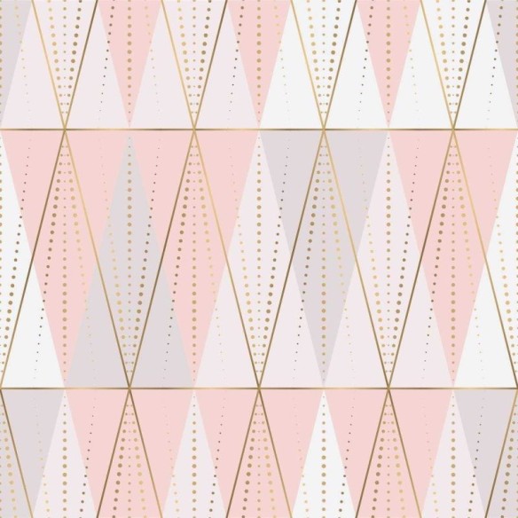 Papel de Parede Adesivo Geométrico Rosa e Dourado N04134