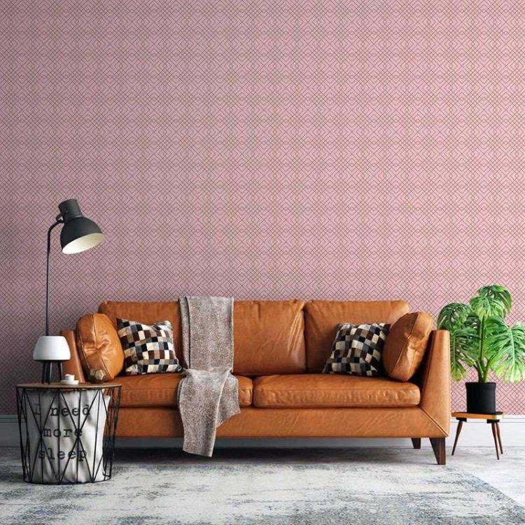 Papel de Parede Adesivo Geométrico Rosa e...