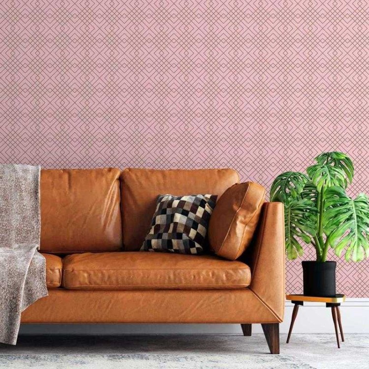 Papel de Parede Adesivo Geométrico Rosa e...