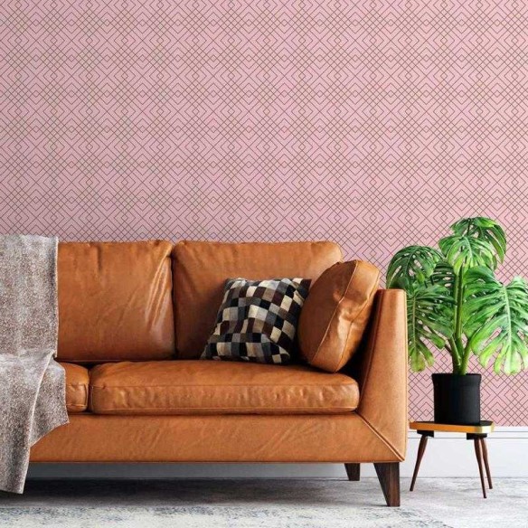 Papel de Parede Adesivo Geométrico Rosa e Marrom N05284