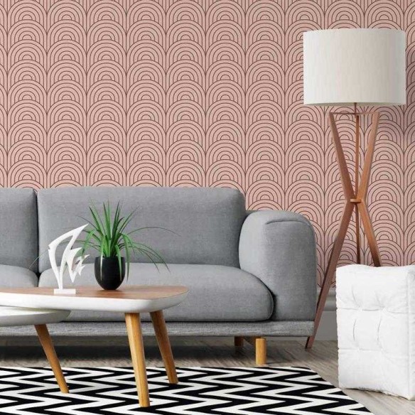 Papel de Parede Adesivo Geométrico Rosa e Marrom N05289