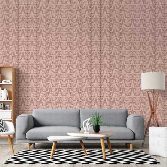 Papel de Parede Adesivo Geométrico Rosa e Marrom N05289