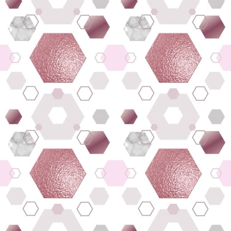 Papel de Parede Adesivo Geométrico Rose Gold...
