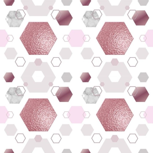 Papel de Parede Adesivo Geométrico Rose Gold Mármore N012065