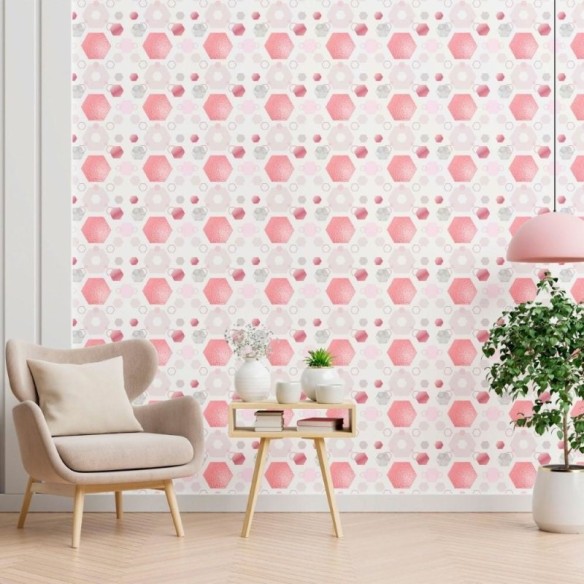 Papel de Parede Adesivo Geométrico Rose Gold Mármore N012065