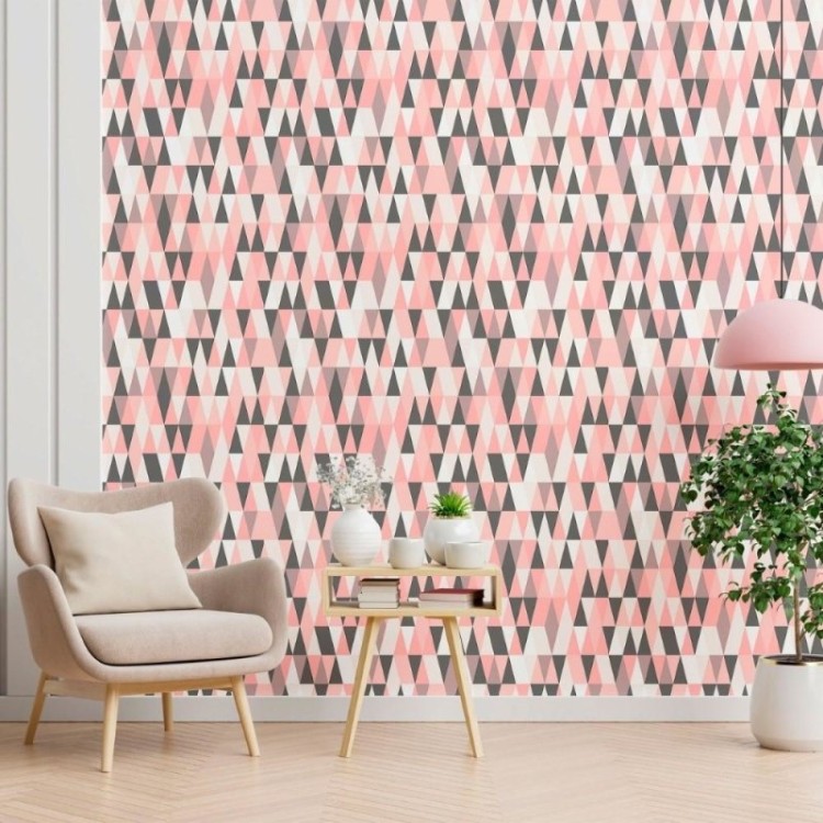 Papel de Parede Adesivo Geométrico Rose N012075