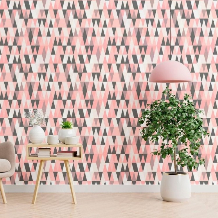 Papel de Parede Adesivo Geométrico Rose N012075