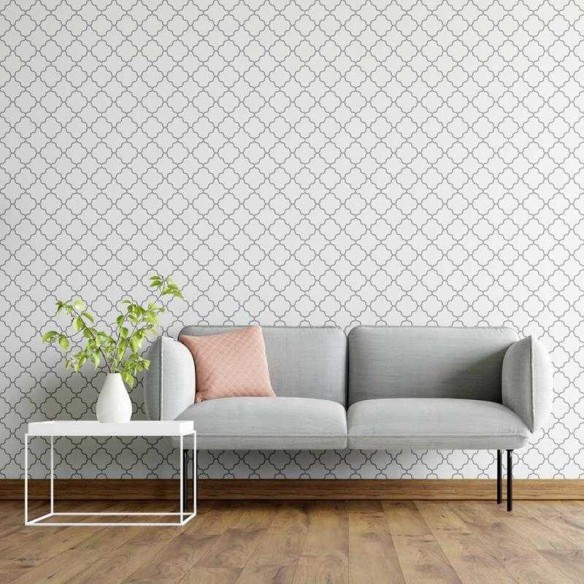 Papel de Parede Adesivo Geométrico Sinuoso Branco N05266