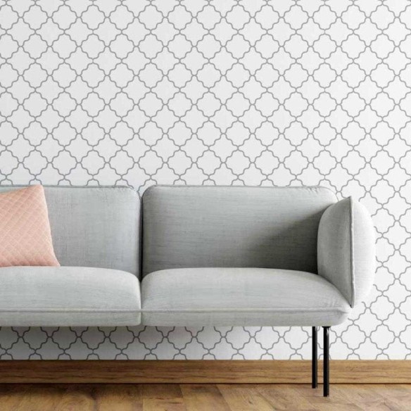 Papel de Parede Adesivo Geométrico Sinuoso Branco N05266
