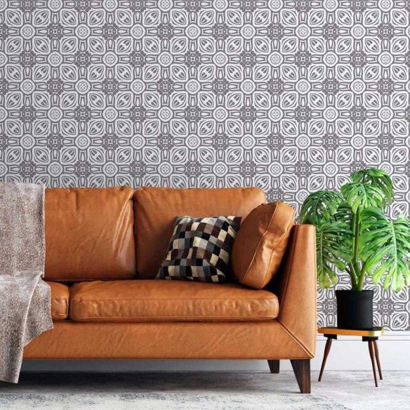 Papel de Parede Adesivo Geométrico Vintage Cinza N05199