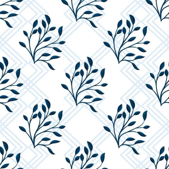 Papel de Parede Adesivo Geométricos Folhagem Azul N05081