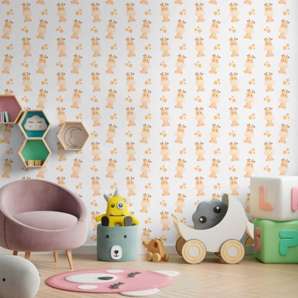 Papel de Parede Adesivo Girafas Cartoon N09029