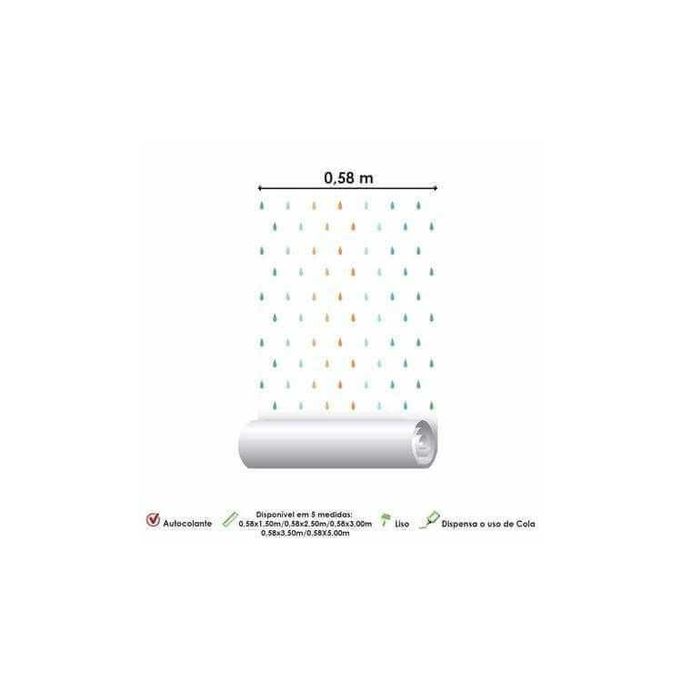 Papel de Parede Adesivo Gotas Chuva Colorido 31052