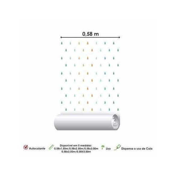 Papel de Parede Adesivo Gotas Chuva Colorido 31052