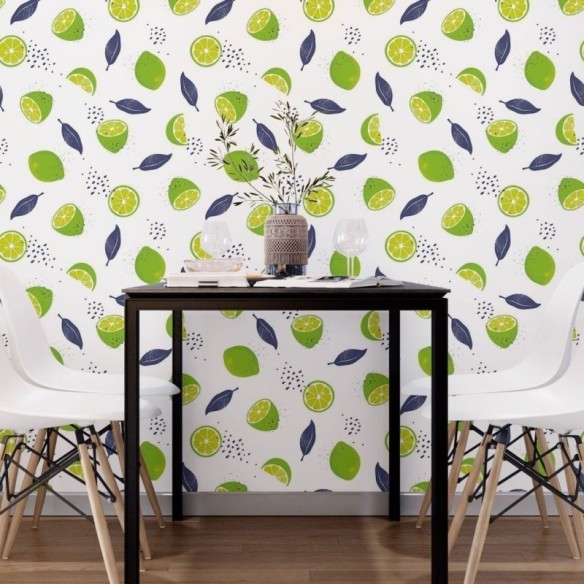Papel de Parede Adesivo Gourmet Folhas e Limões N018096