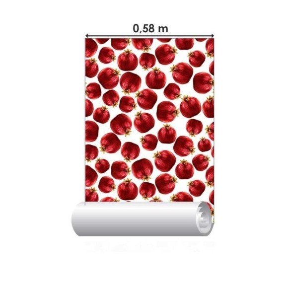 Papel de Parede Adesivo Gourmet Romã Branco N06225
