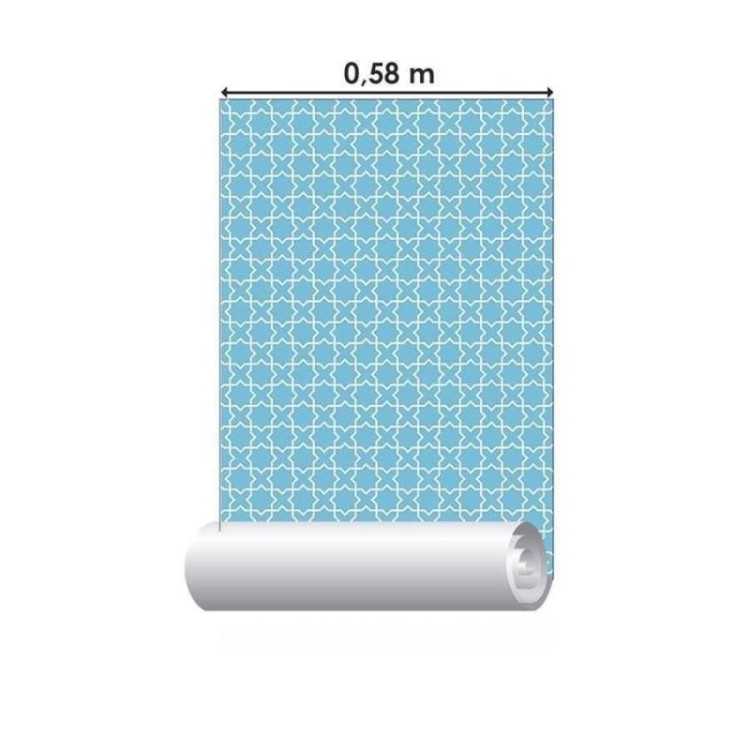 Papel de Parede Adesivo Grafismo Árabe Azul N06080