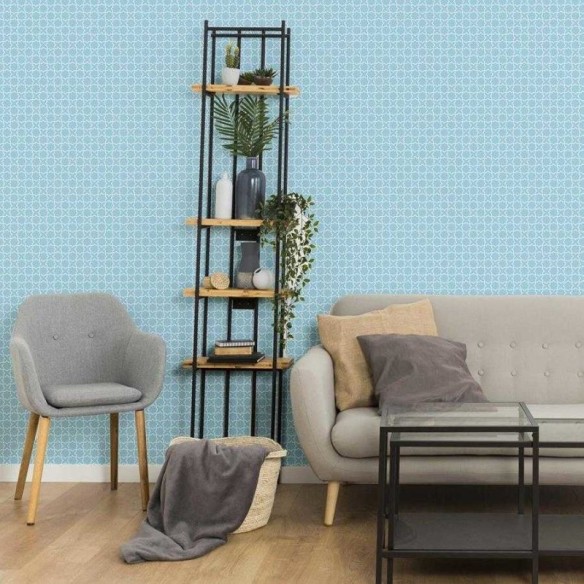 Papel de Parede Adesivo Grafismo Árabe Azul N06080