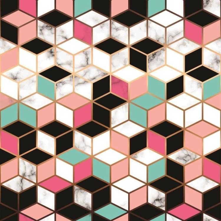 Papel de Parede Adesivo Grafismo Cubos Rosa...