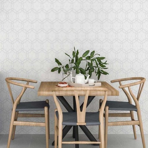 Papel de Parede Adesivo Grafismo Moderno Off White N06074