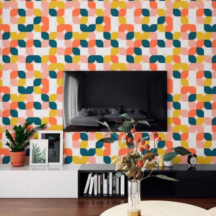 Fundo Xadrez De Mosaico Rosa E Amarelo Papel de Parede Para