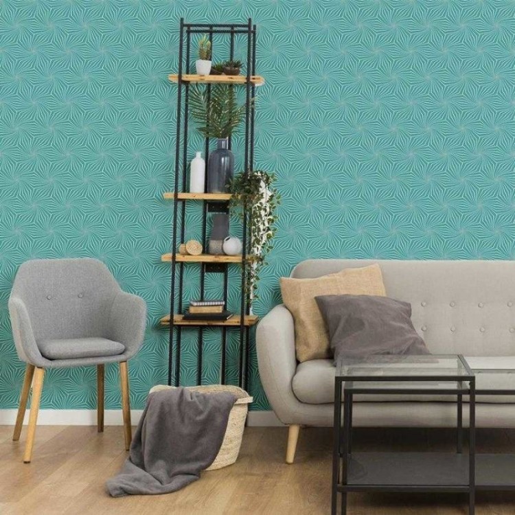 Papel de Parede Adesivo Grafismo Verde água N06054