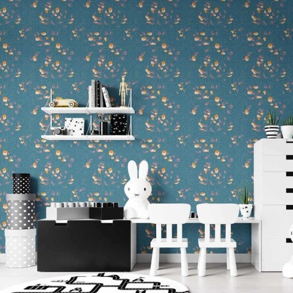 Papel de Parede Adesivo Granilite Azul e Laranja N07122
