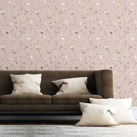 Papel de Parede Adesivo Granilite Bege e Colorido N07124