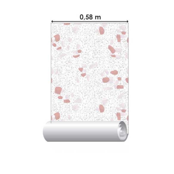 Papel de Parede Adesivo Granilite Branco e Bege N07132