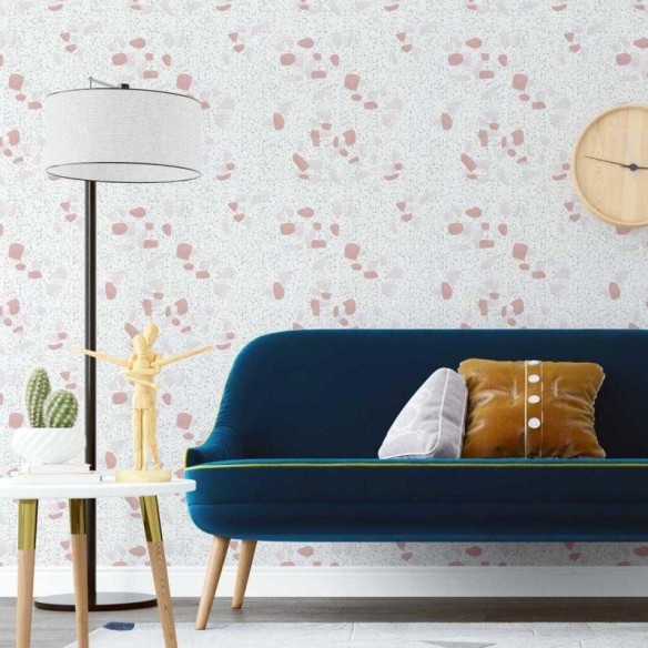 Papel de Parede Adesivo Granilite Branco e Bege N07132