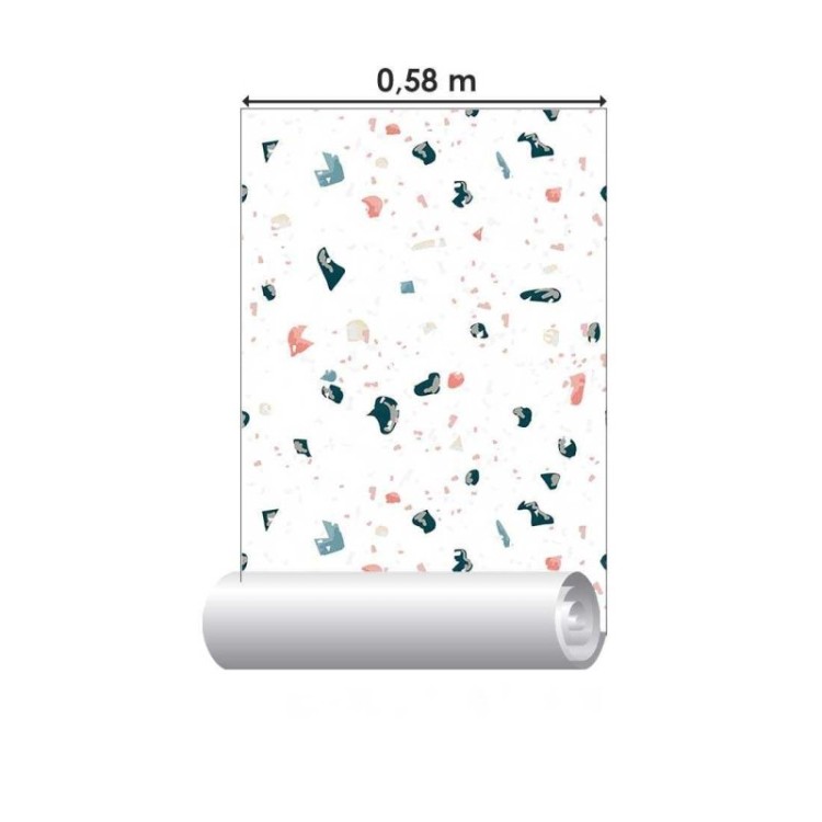 Papel de Parede Adesivo Granilite Branco Pedras...
