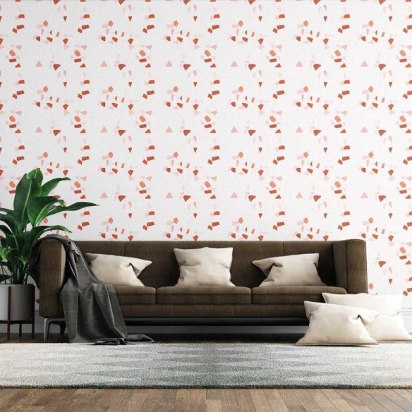 Papel de Parede Adesivo Granilite Branco Vermelho e Laranja N07120