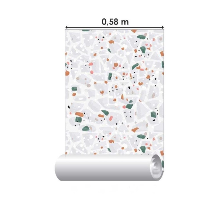 Papel de Parede Adesivo Granilite Cinza e...