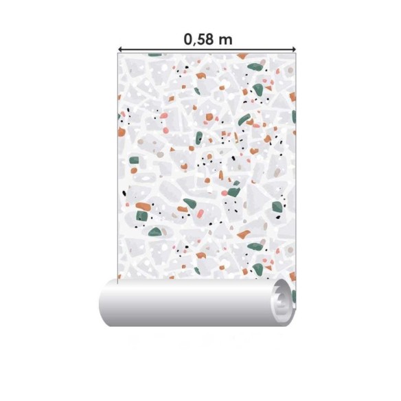 Papel de Parede Adesivo Granilite Cinza e Colorido N07127
