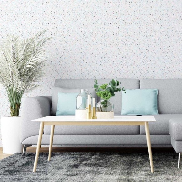 Papel de Parede Adesivo Granilite Colorido Branco N04285