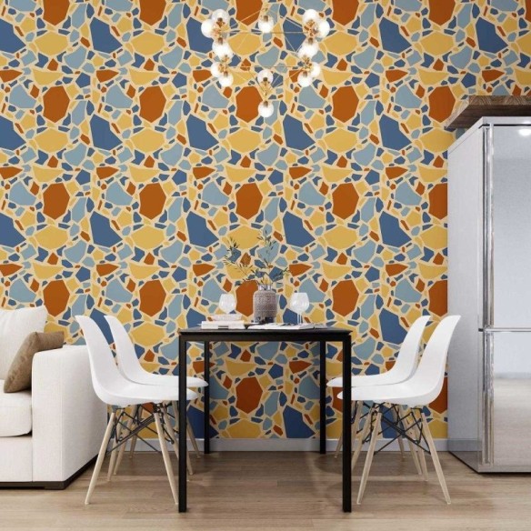 Papel de Parede Adesivo Granilite Moderno Grande Amarelo N07110