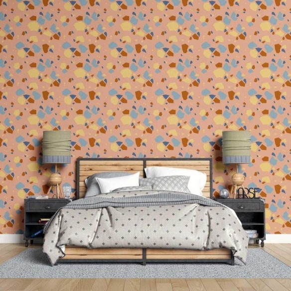 Papel de Parede Adesivo Granilite Moderno Grande Laranja N07111