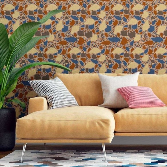 Papel de Parede Adesivo Granilite Moderno Grande Marrom N07112
