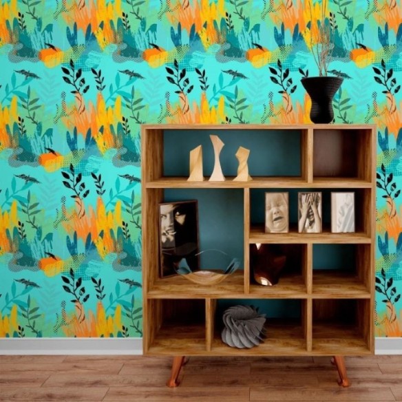 Papel de Parede Adesivo Abstrato Floresta N013277