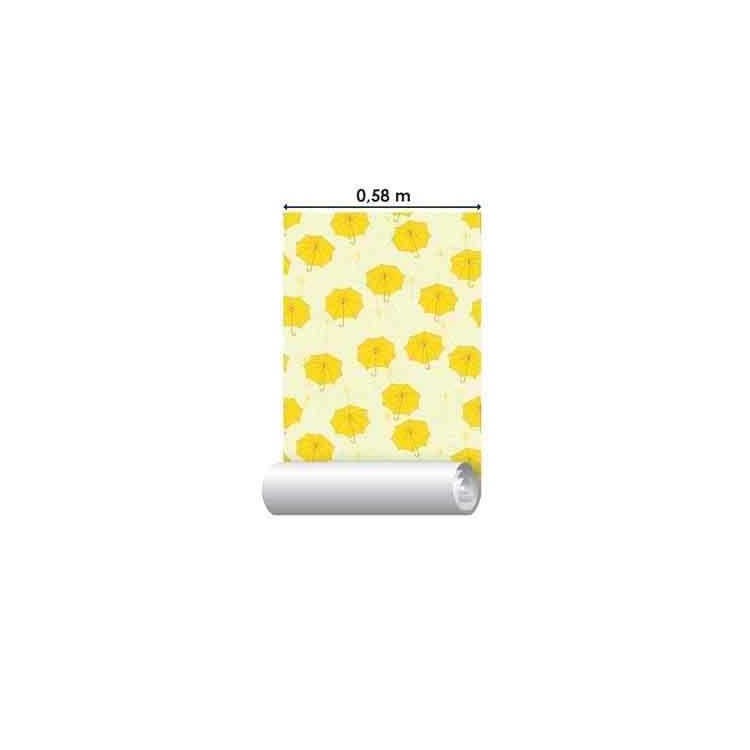 Papel de Parede Adesivo Guarda Chuva Amarelo...