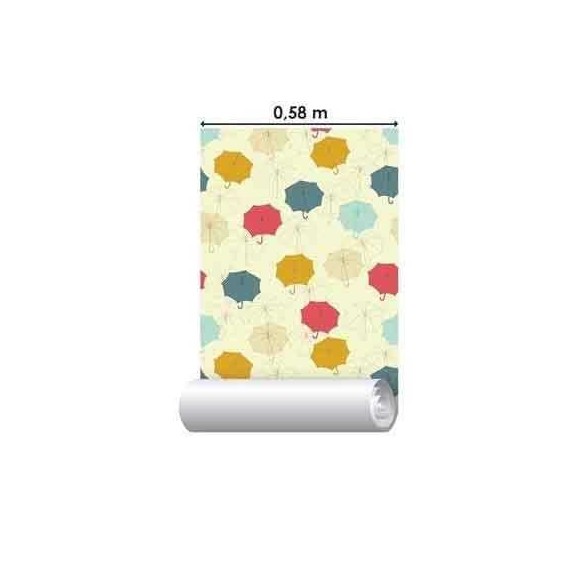 Papel de Parede Adesivo Guarda Chuva Colorido 35466