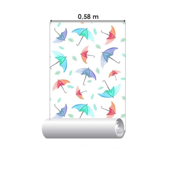 Papel de Parede Adesivo Guarda-chuvas em Aquarela N06041