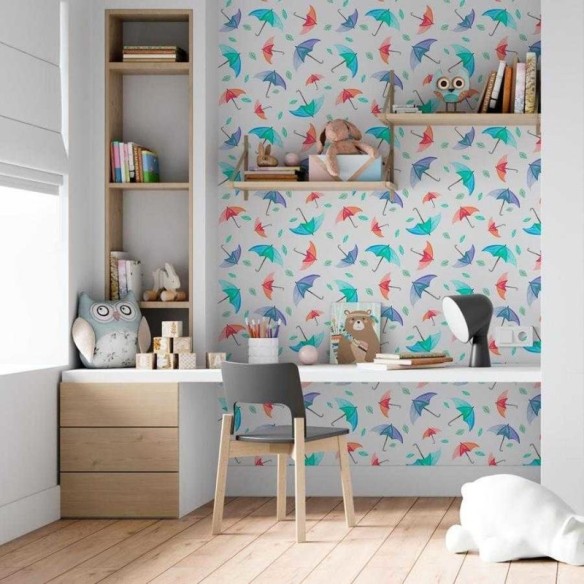 Papel de Parede Adesivo Guarda-chuvas em Aquarela N06041
