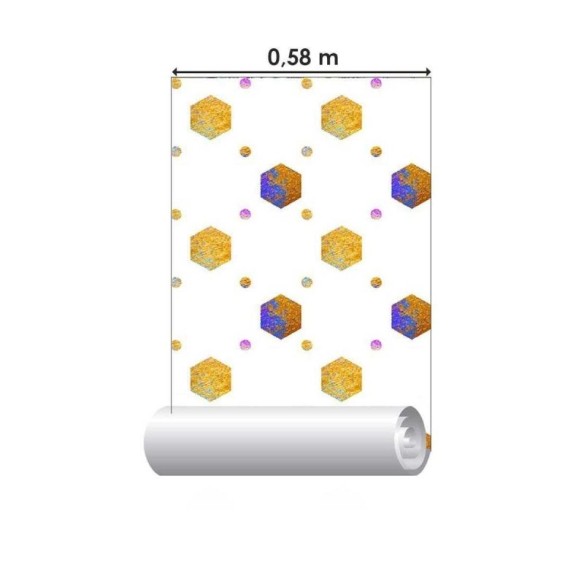 Papel de Parede Adesivo Hexágonos Aquarelados Dourado N05243