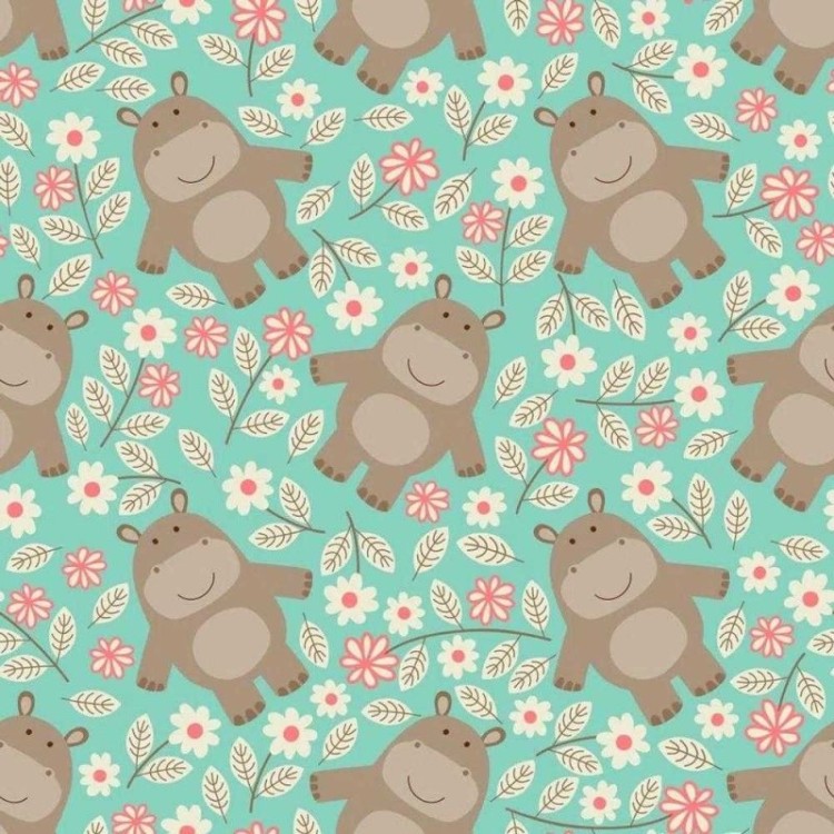 Papel de Parede Adesivo Hipopotamo Verde 252811729
